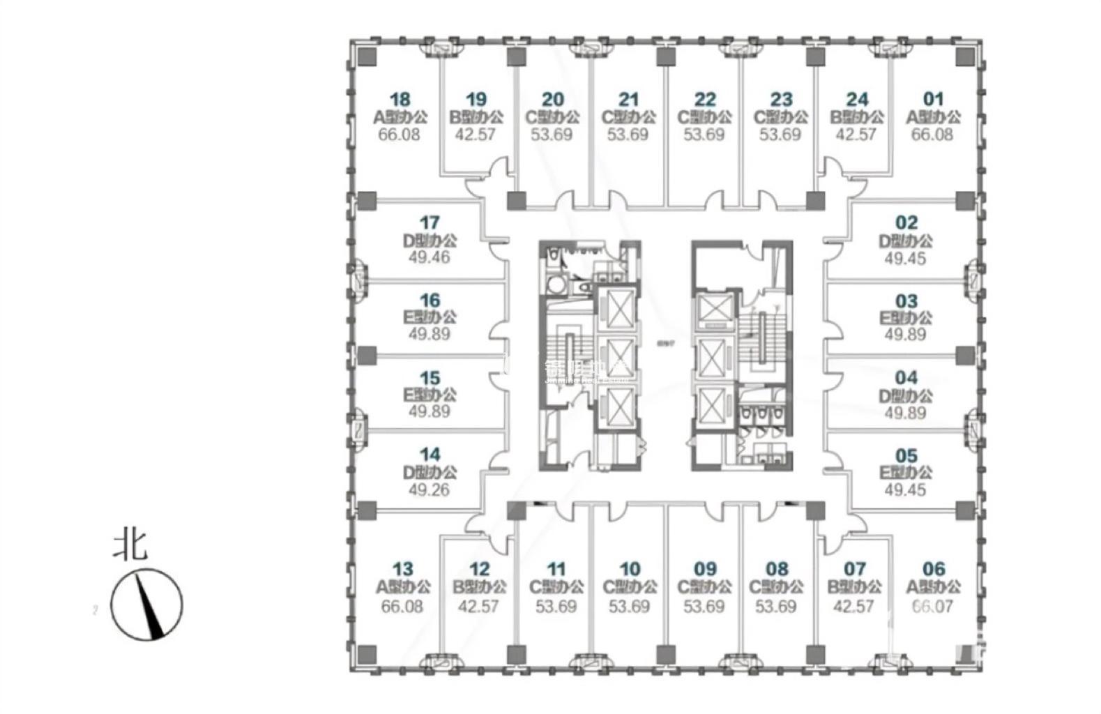 长寿路财富时代大厦112平米写字楼出租